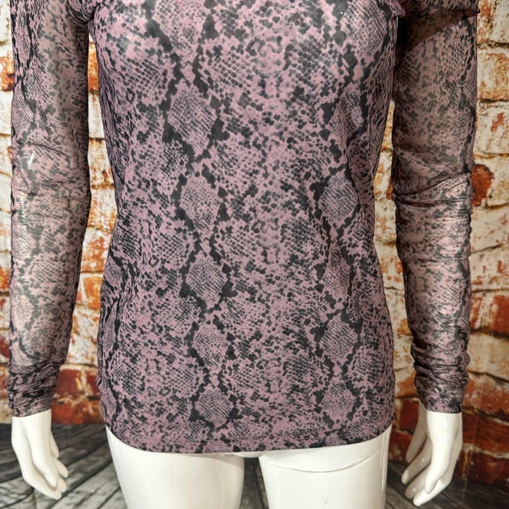 Cinq à Sept Snakeskin-Print Turtleneck in Sea Fog - Picture 5 of 7